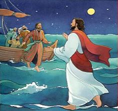 clipart Jesus walks on water